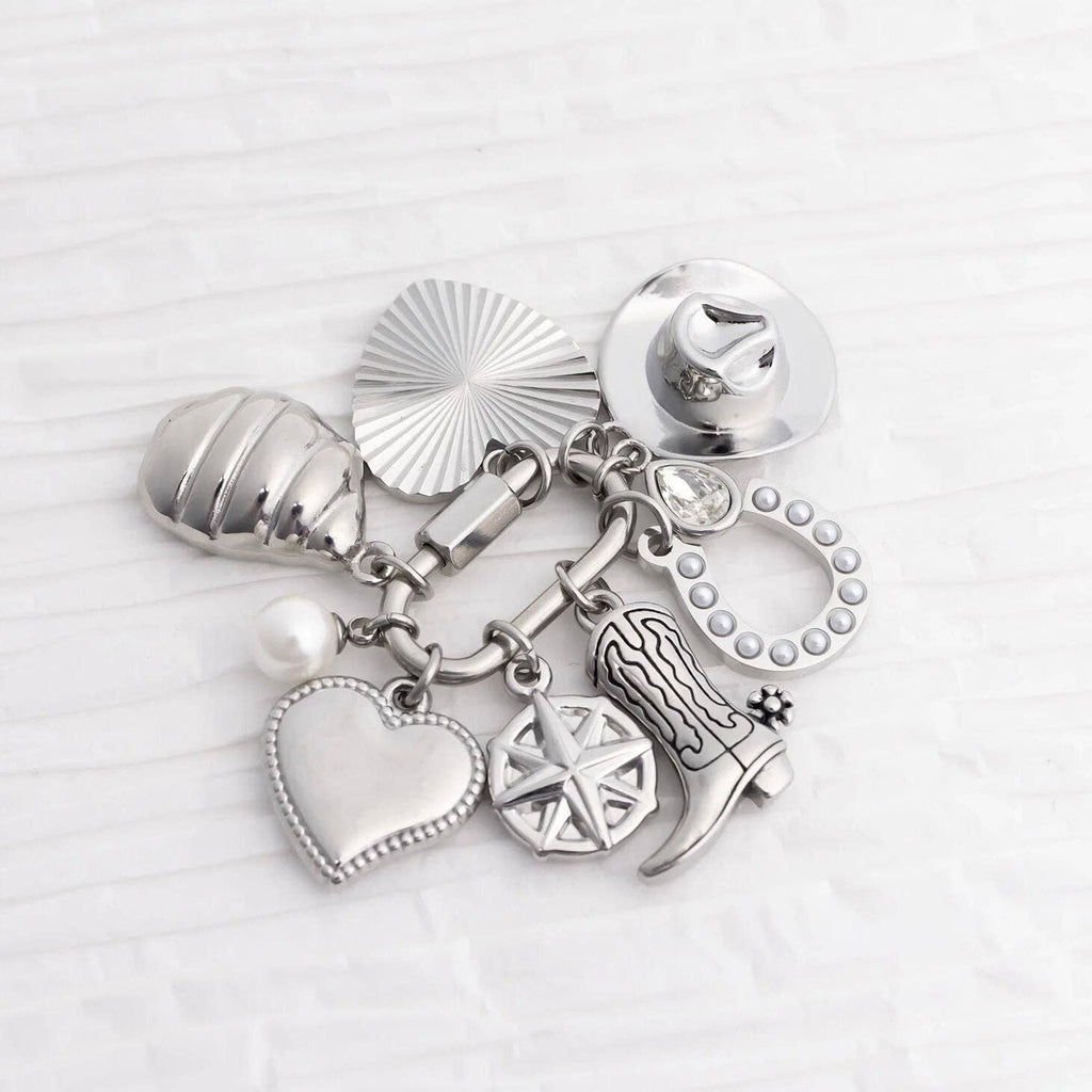 18K Gold PVD Stainless Steel Coastal Cowboy Charm Set: Stainless