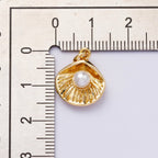 24K Gold Filled 16mm Shell Pearl Scallop Clam Sea Charm | CHARMS-00448