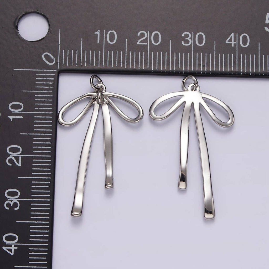 14K Gold Filled 30mm Ribbon Bow Minimalist Charm in Gold & Silver | AG494: Gold