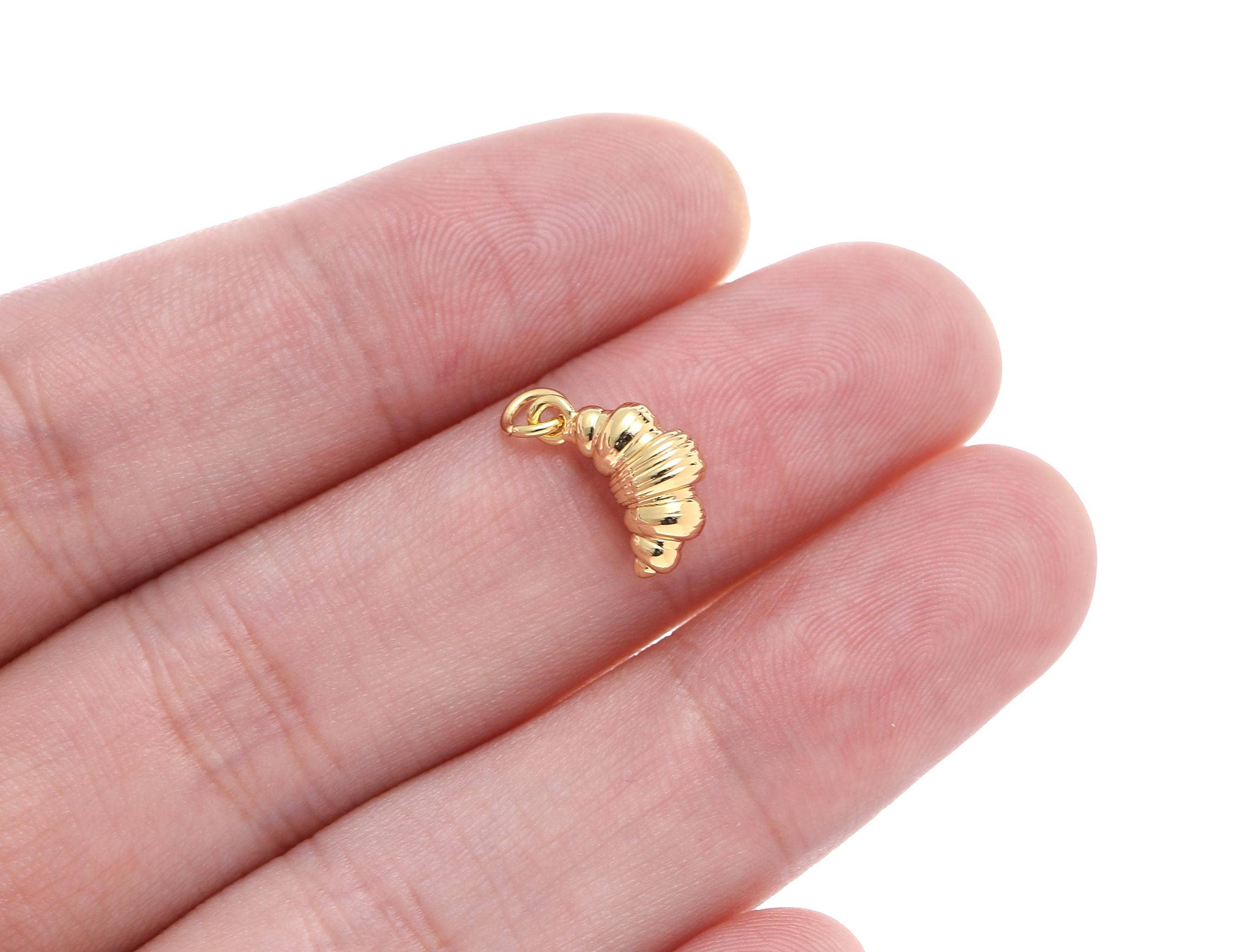 Gold Croissant Charm Pendant for Bracelet Necklace CPG1522: 5 pieces