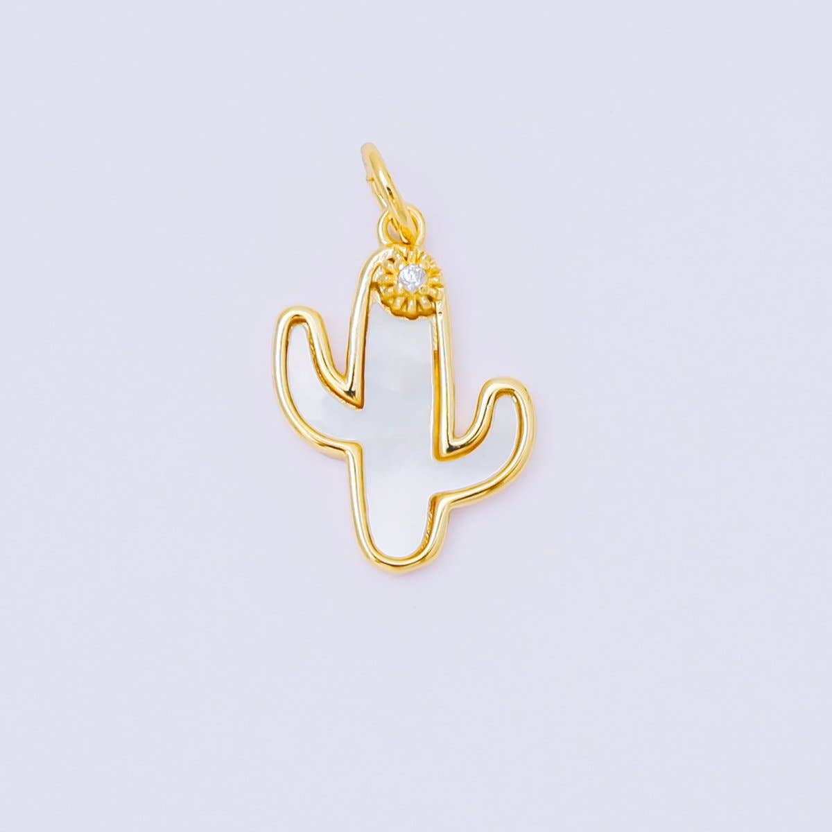 Gold Filled Shell Pearl Cactus Flower Charm