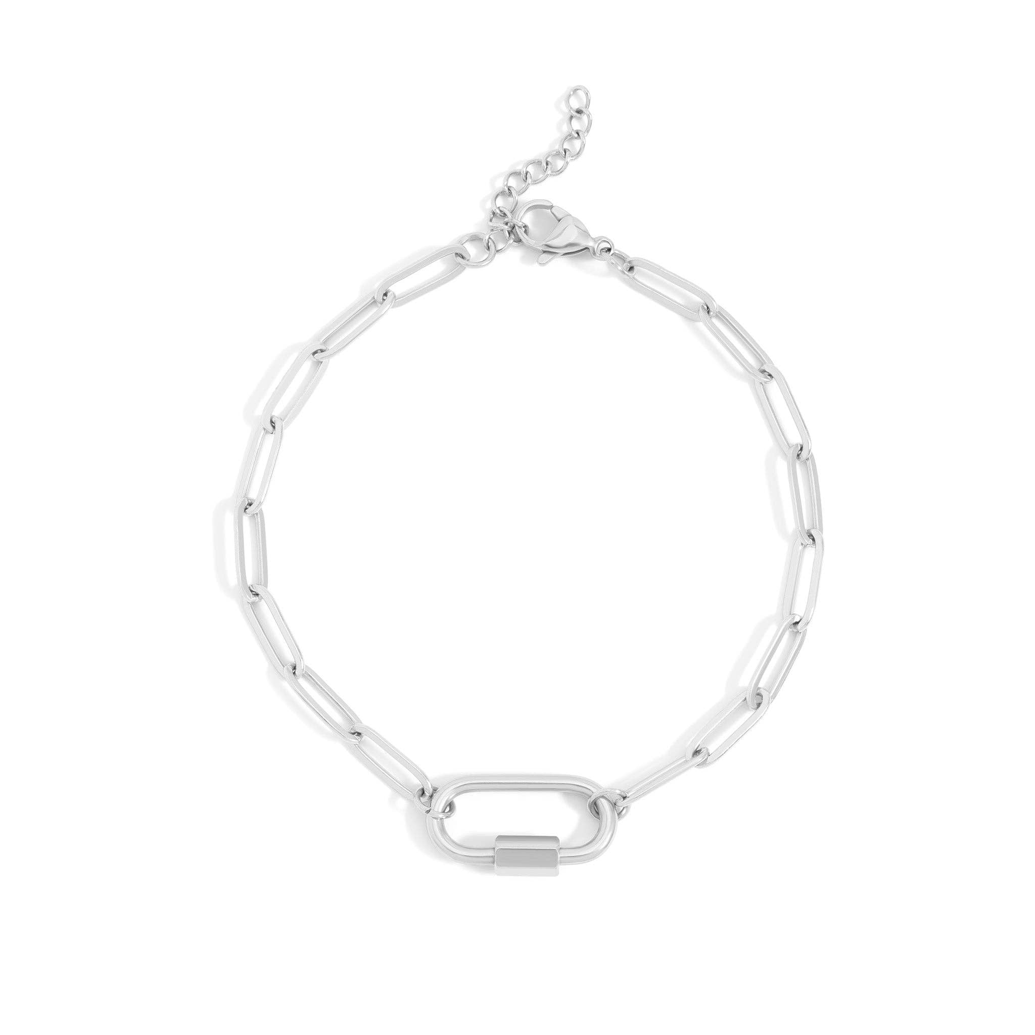 Silver Paperclip Carabiner Bracelet