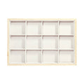 Natural Wood & Suede 12 Unit Jewelry Tray Display