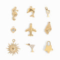 18K Gold PVD Stainless Steel Vacation Charm Set (9pc): Gold