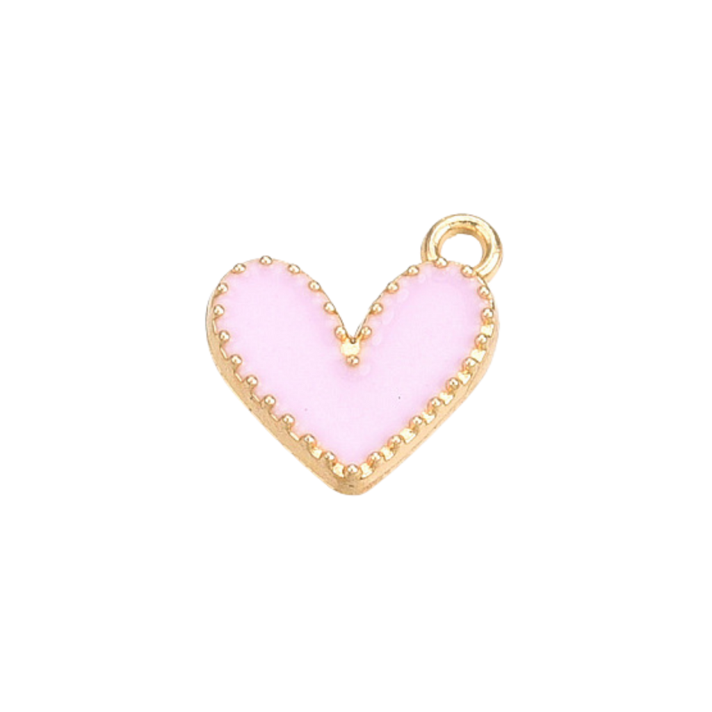 Gold Alloy Colorful Heart Charm: White