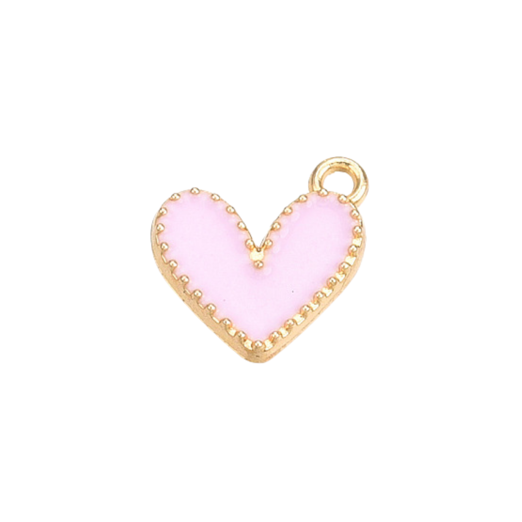 Gold Alloy Colorful Heart Charm: White