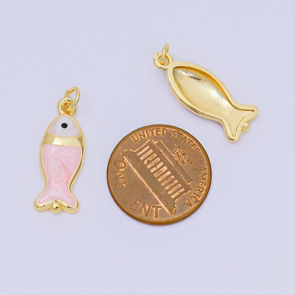 Pink Gold Filled Fish Charm