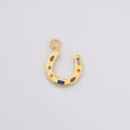 Gold Horseshoe Charm with Rainbow Gemstone, CP2225