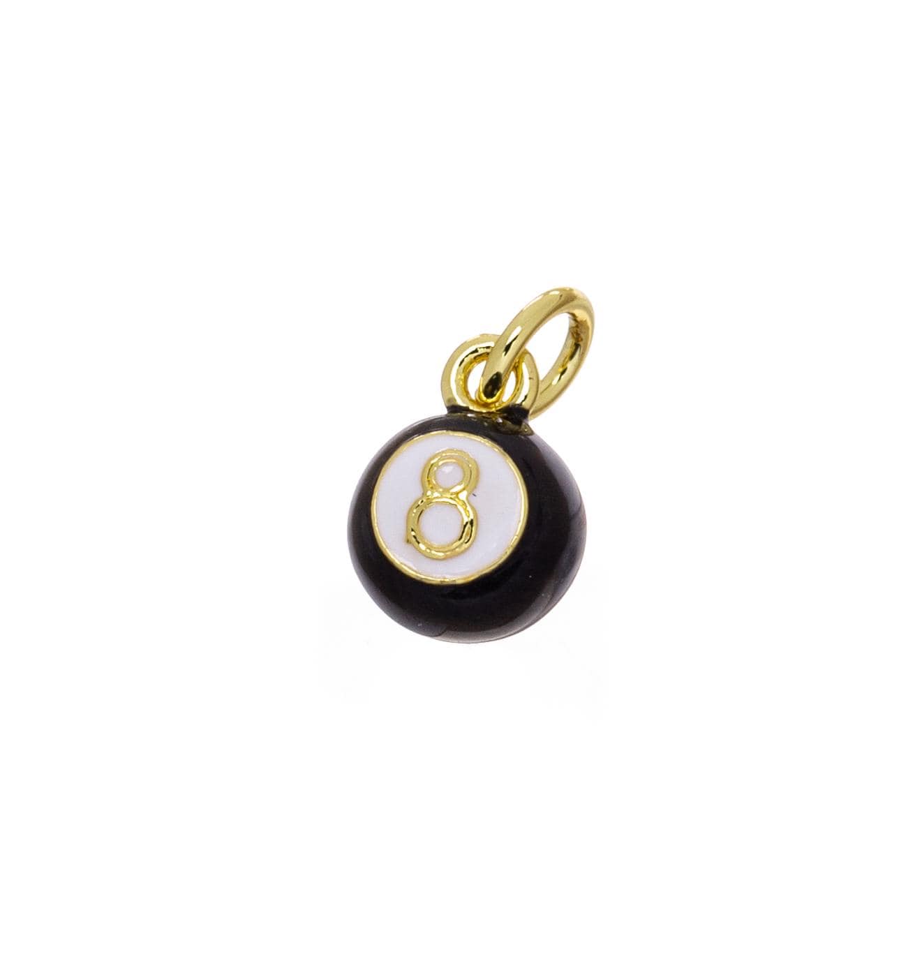 Number 8 Billiard Ball Necklace Charm, Good Luck CPG2509: Gold / 1pc