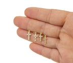 Gold, Pearl & CZ Mini Cross Charms for Jewelry Making: 5pcs / #04