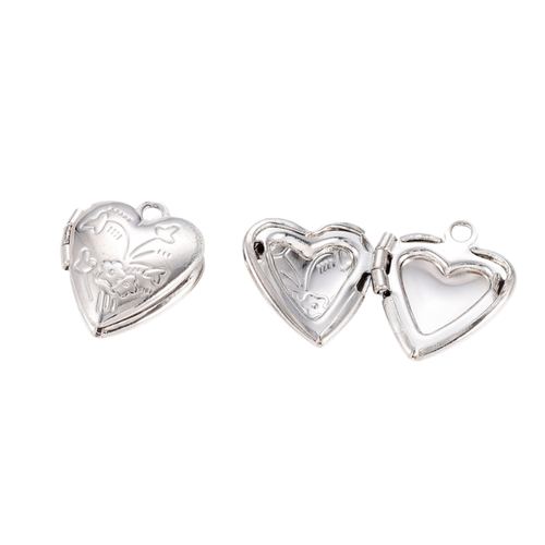 * Silver Vintage Heart Locket Charm