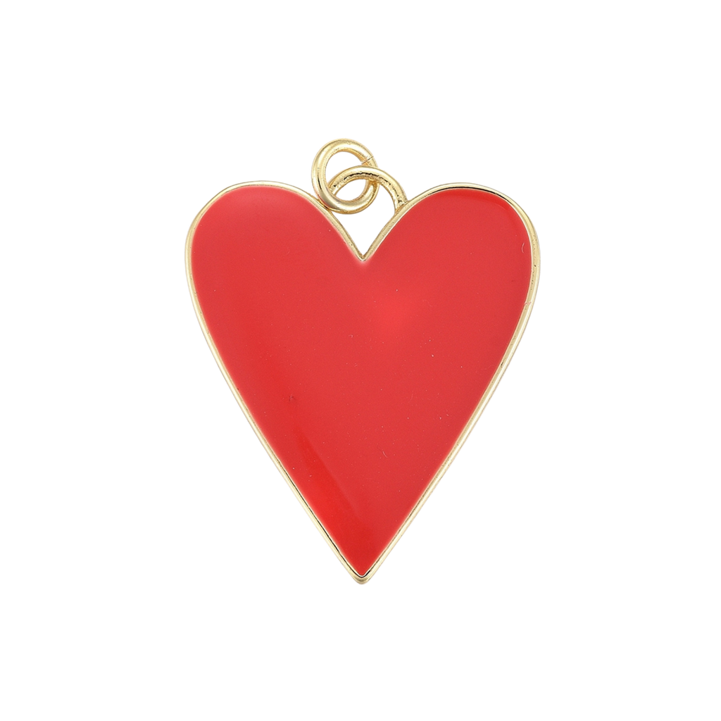18k Gold Plated Brass Red Heart Charm