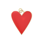 18k Gold Plated Brass Red Heart Charm