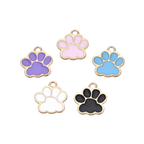 Gold Alloy Colorful Paw Print Charm: White