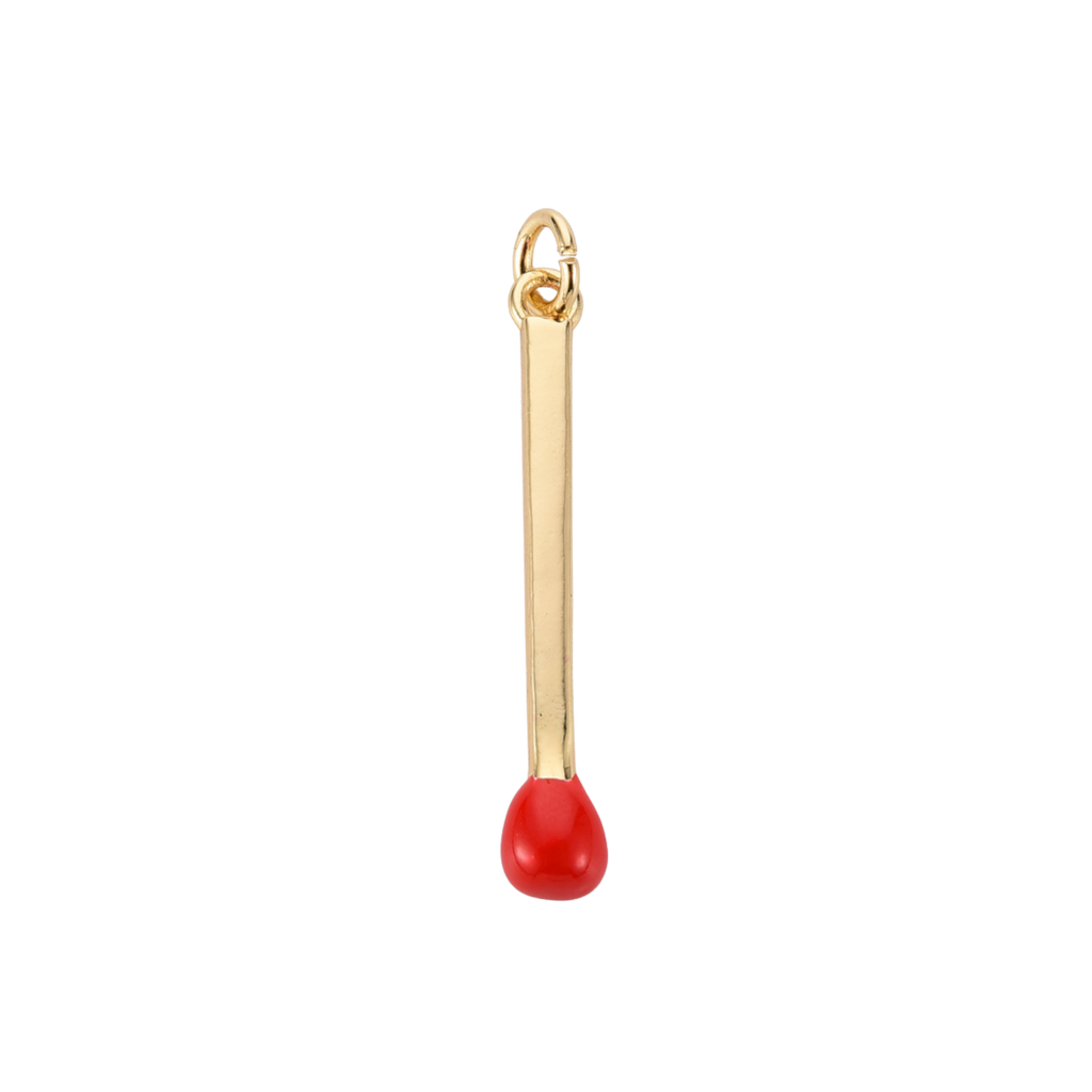 16k Gold Plated Brass Match Stick Charm: Dark Blue