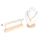 Natural Wood & Leather Necklace Display: White / Small