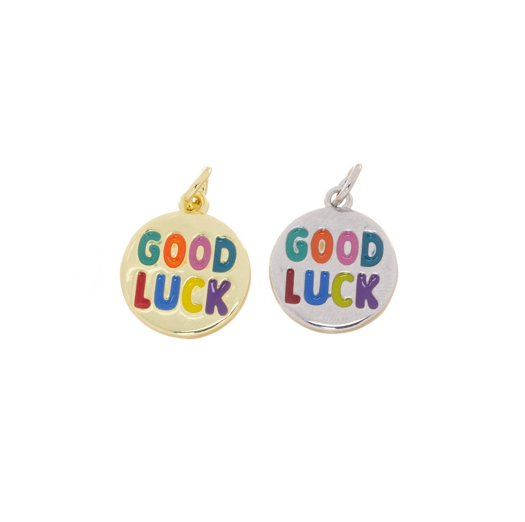 Rainbow Good Luck Coin Charm For Jewelry Making, CPG-CPS2785: Gold / 6pcs