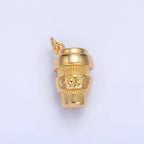 24K Gold Filled Mini 3D Multidimensional Coffee Tumbler Drink Charm in Gold & Silver | W670: Gold