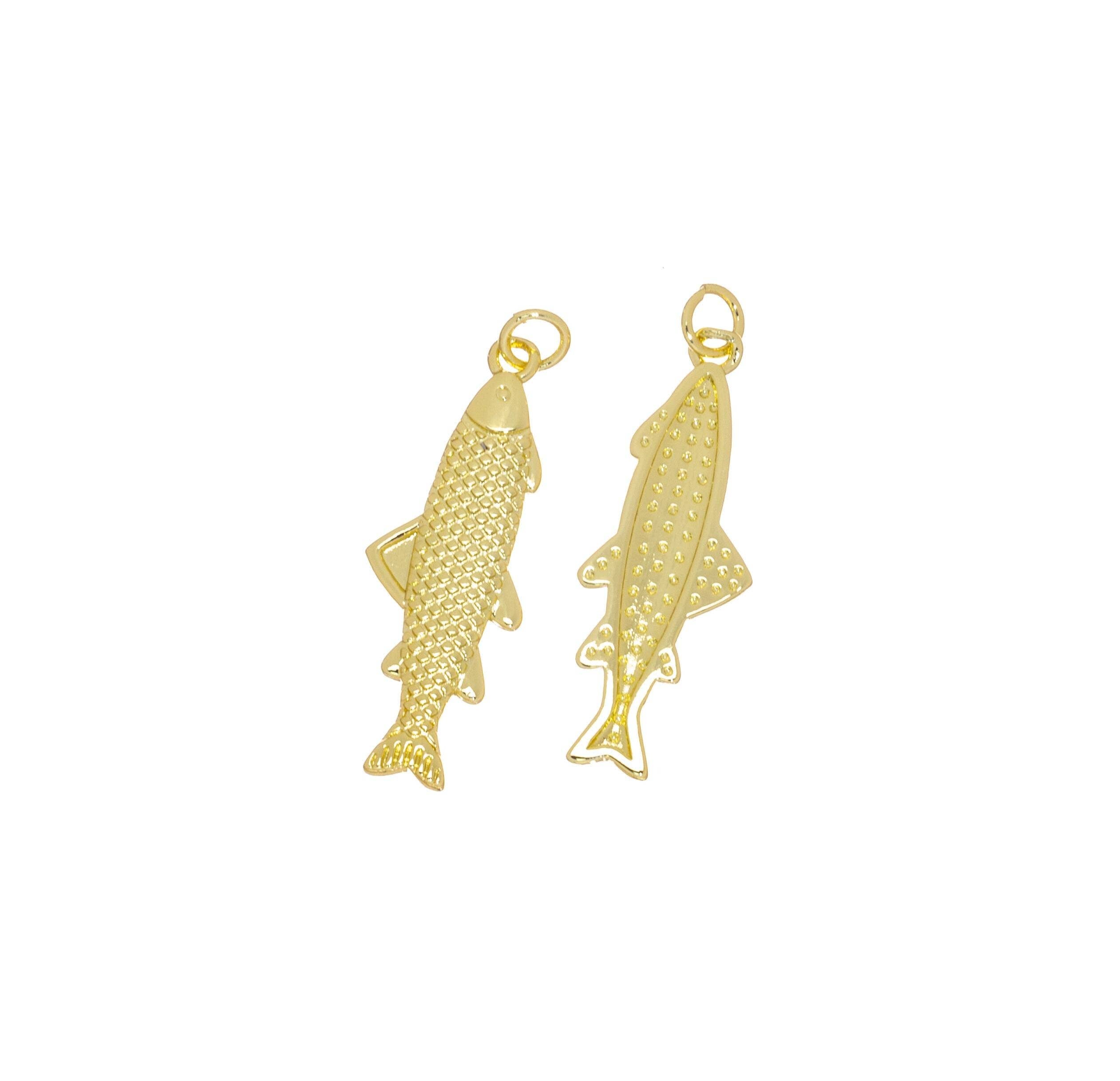 Gold or Silver Fish Charm for Jewelry Making: Gold / 6pcs