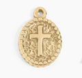 Etched Gold Cross Charm