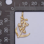 Micro Paved CZ Botanic Garden Birth Flower Gold Charm H-011 H-026 - H-032 H-038 H-040 H-041: November - Chrysanthemum