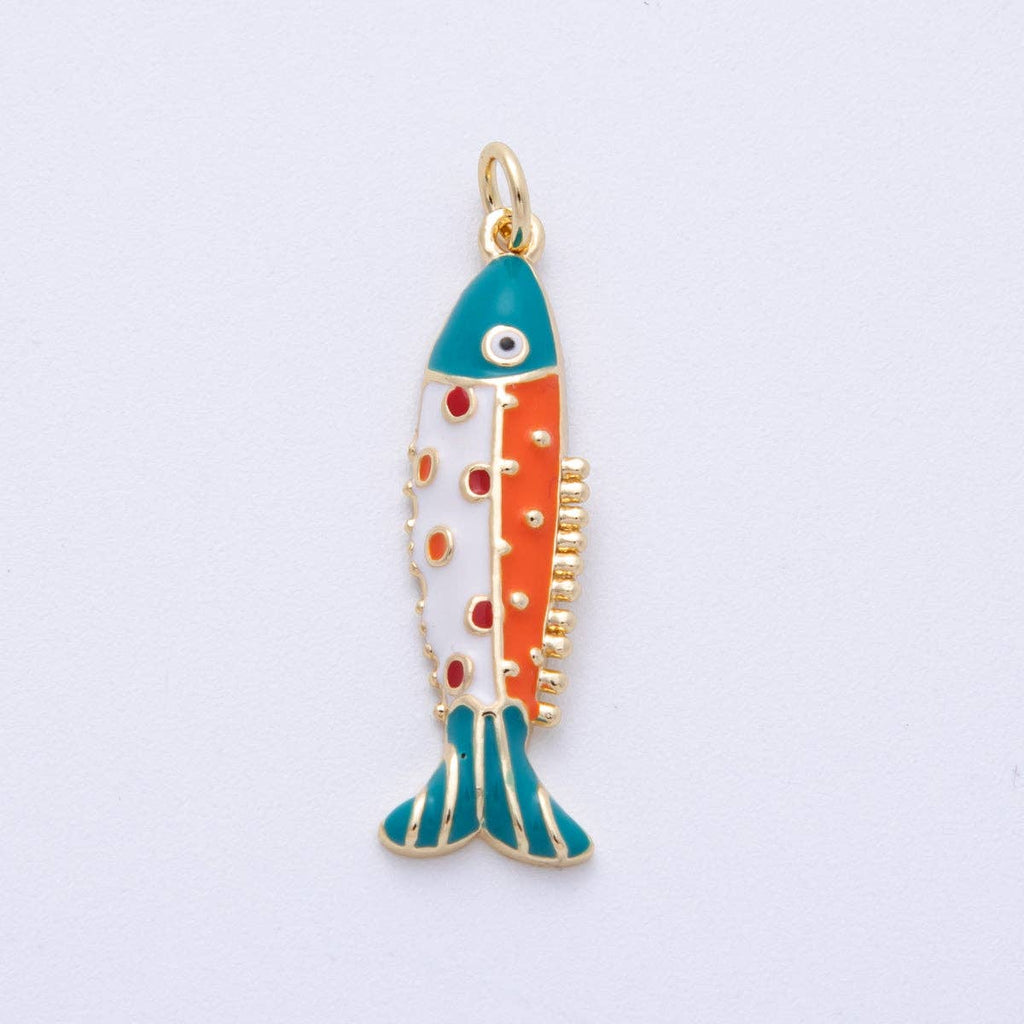 Gold Filled Colorful Sardine Charm