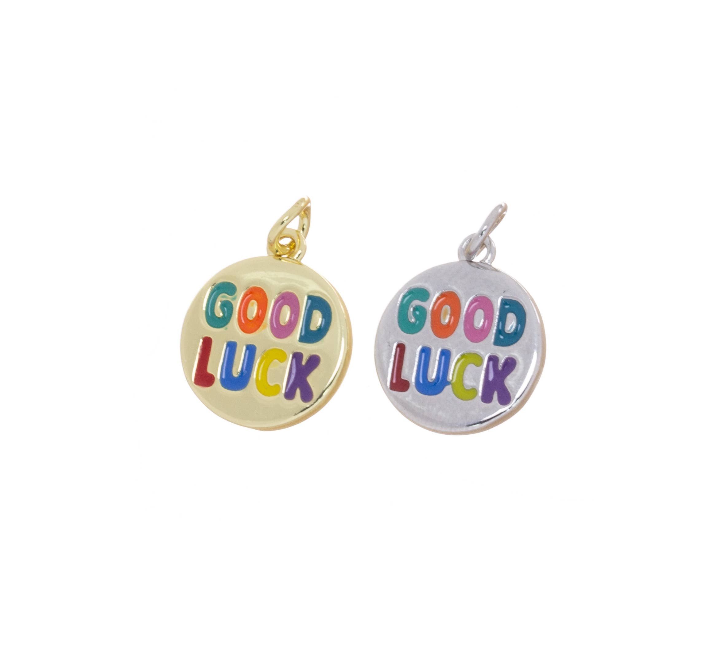 Rainbow Good Luck Coin Charm For Jewelry Making, CPG-CPS2785: Gold / 6pcs