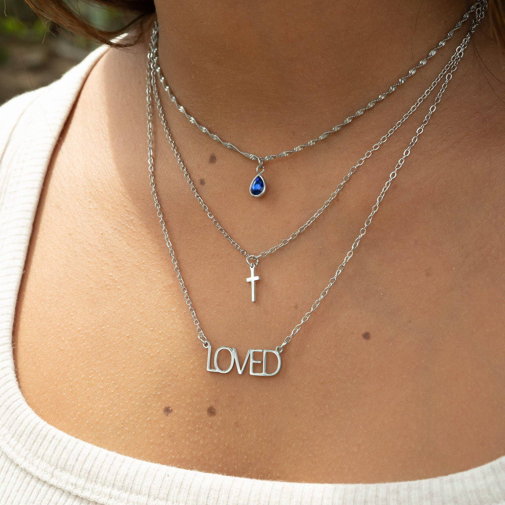 Stainless Steel Teardrop Birthstone Charm: August