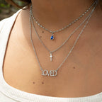 Stainless Steel Teardrop Birthstone Charm: September