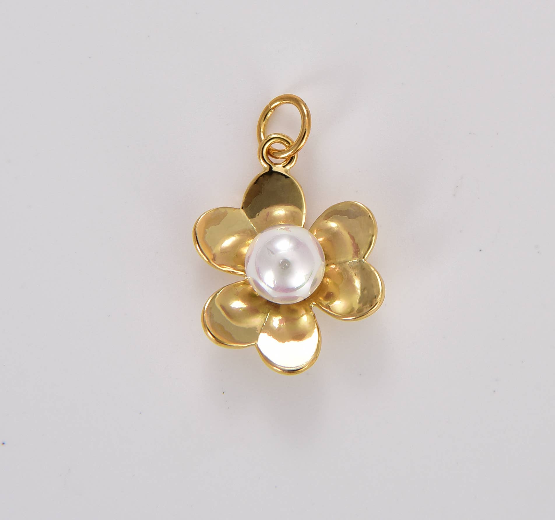 Gold Filled Minimalistic Pearl Flower Charm, CP1776
