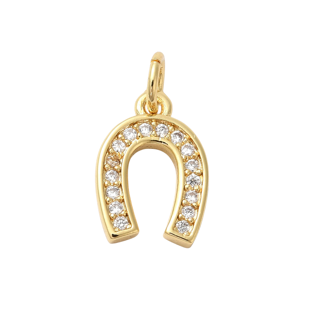 18k Gold Plated Brass Horseshoe Charm or pearl horse shoe