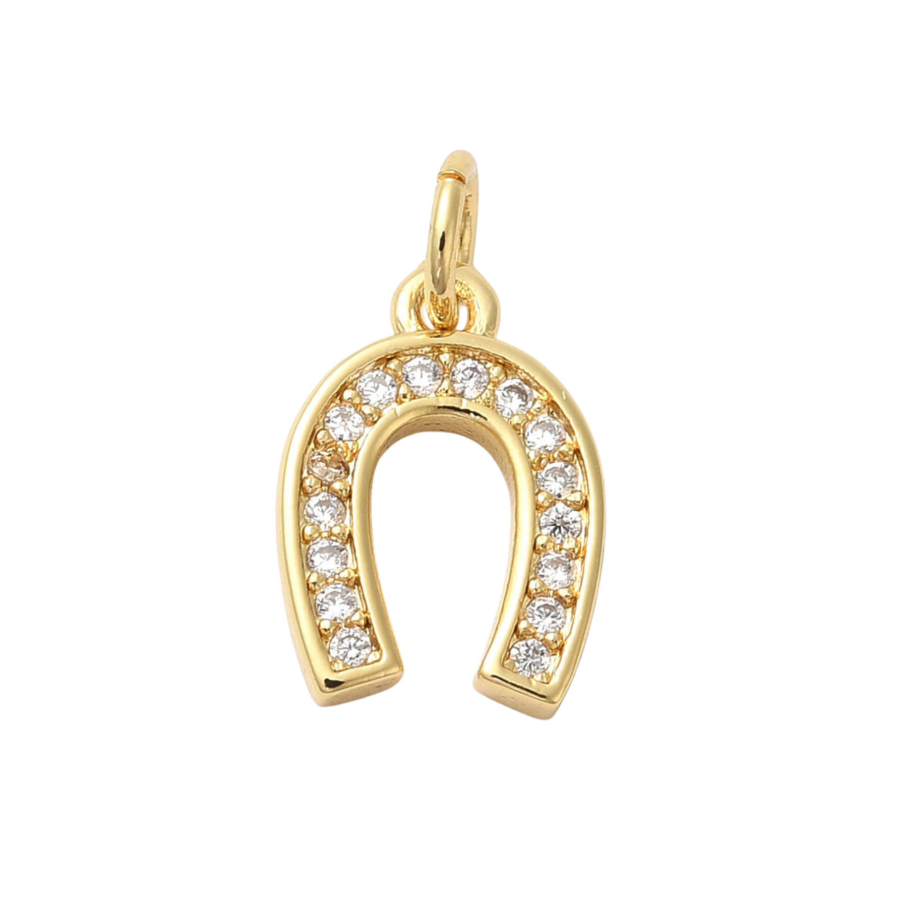 18k Gold Plated Brass Horseshoe Charm or pearl horse shoe