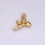 14K Gold Filed Cherub Baby Angel Heart Puffed Mini Charm in Gold & Silver | AG592: Gold