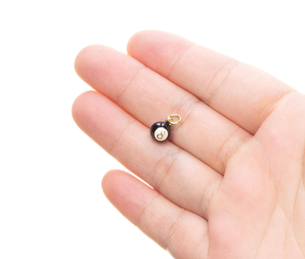 Number 8 Billiard Ball Necklace Charm, Good Luck CPG2509: Gold / 1pc