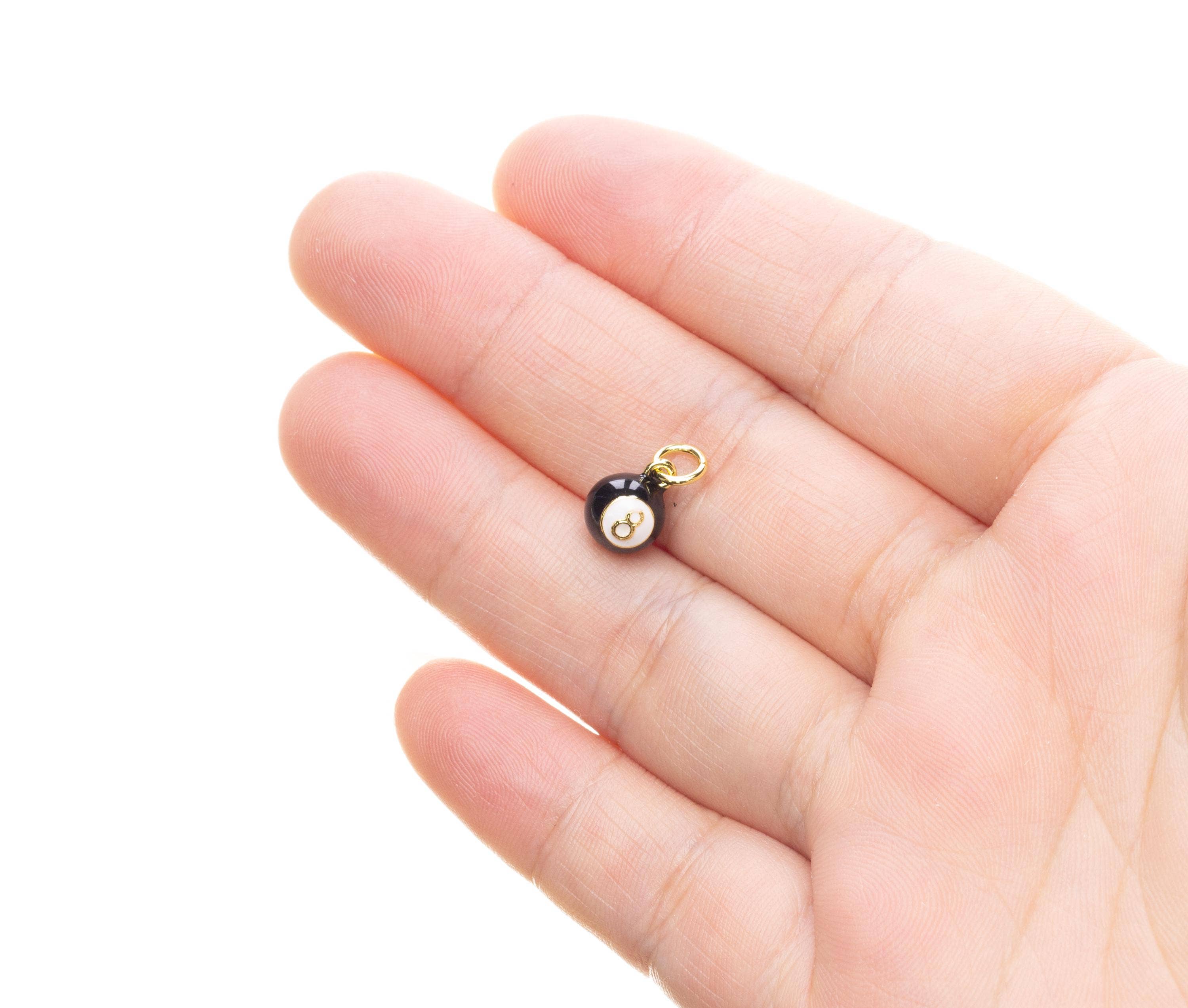 Number 8 Billiard Ball Necklace Charm, Good Luck CPG2509: Gold / 1pc