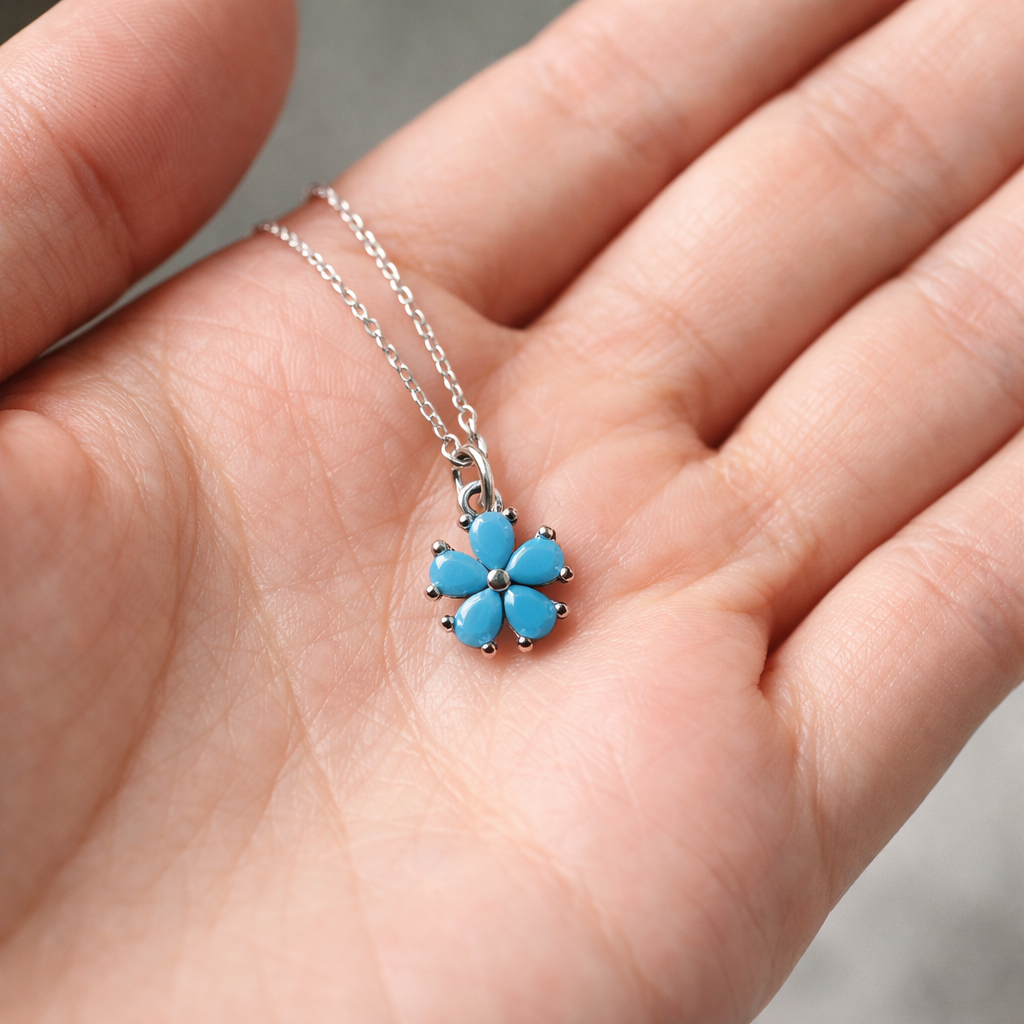 Gold/silver turquoise CZ Flower Charm Tropical, CPG2832: Gold / 3 pcs