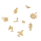 18K Gold PVD Stainless Steel Vacation Charm Set (9pc): Gold