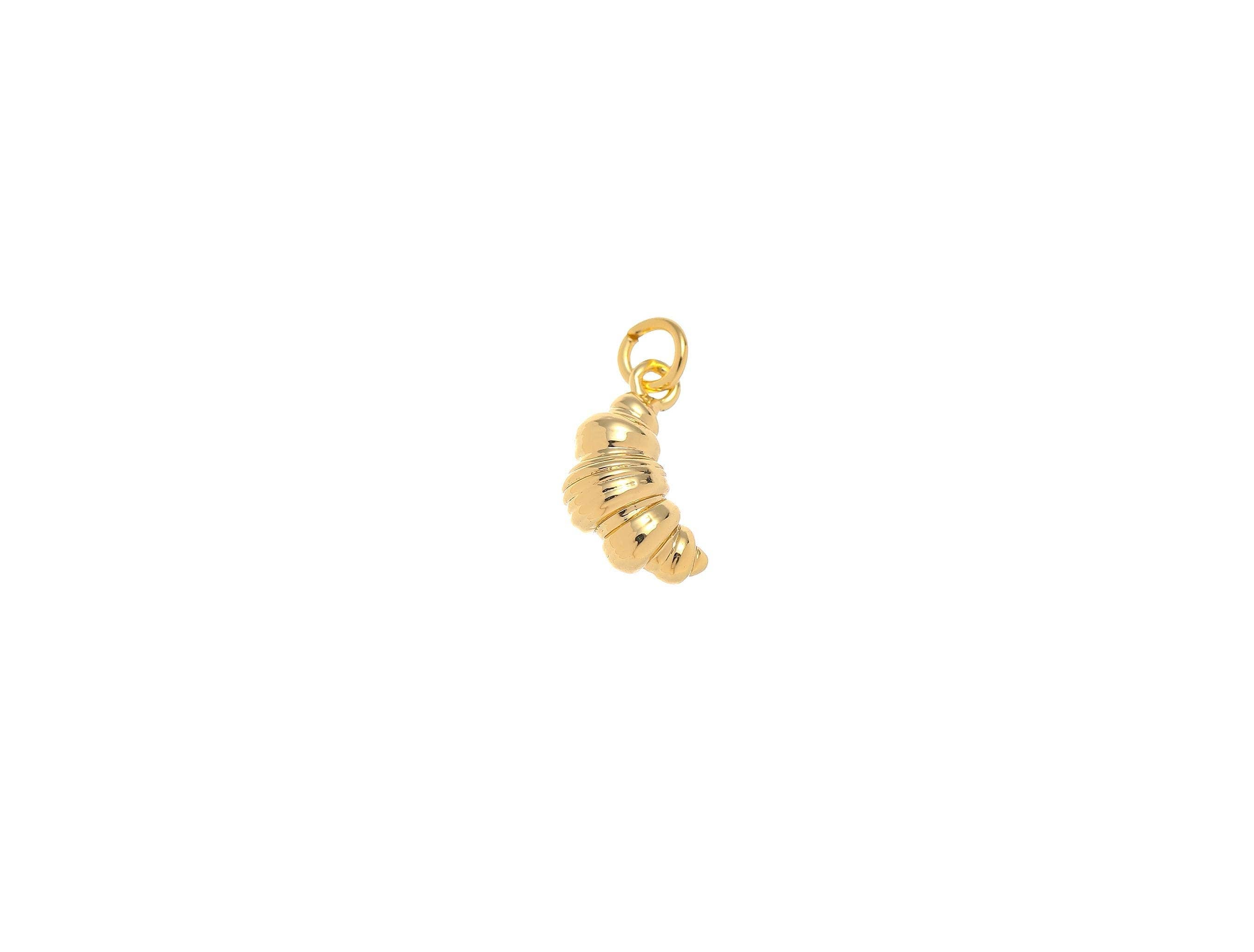 Gold Croissant Charm Pendant for Bracelet Necklace CPG1522: 10 pieces