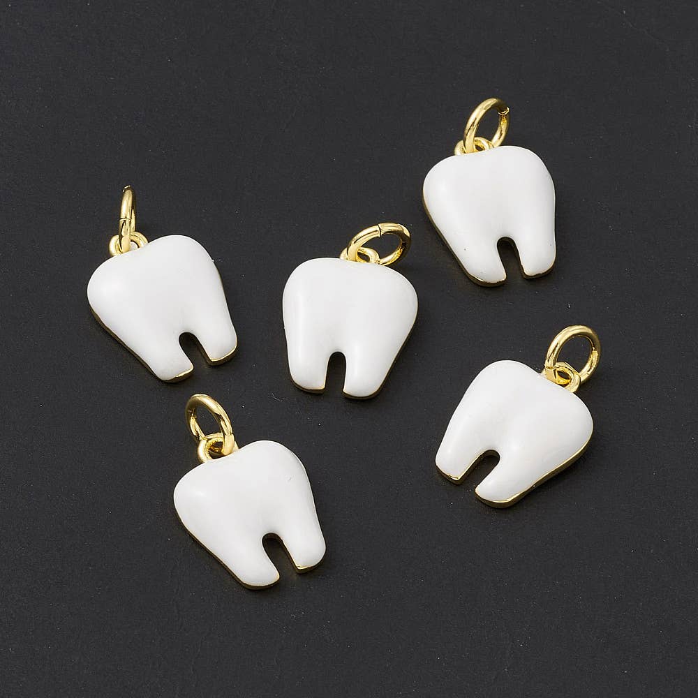 18k Gold Plated Brass Tooth Charm