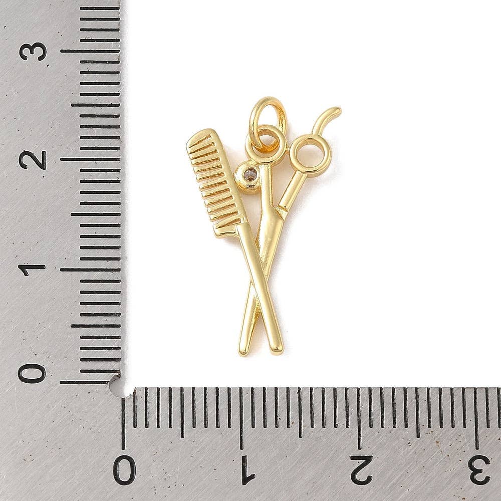 18k Gold Plated Stylist Tools Charm