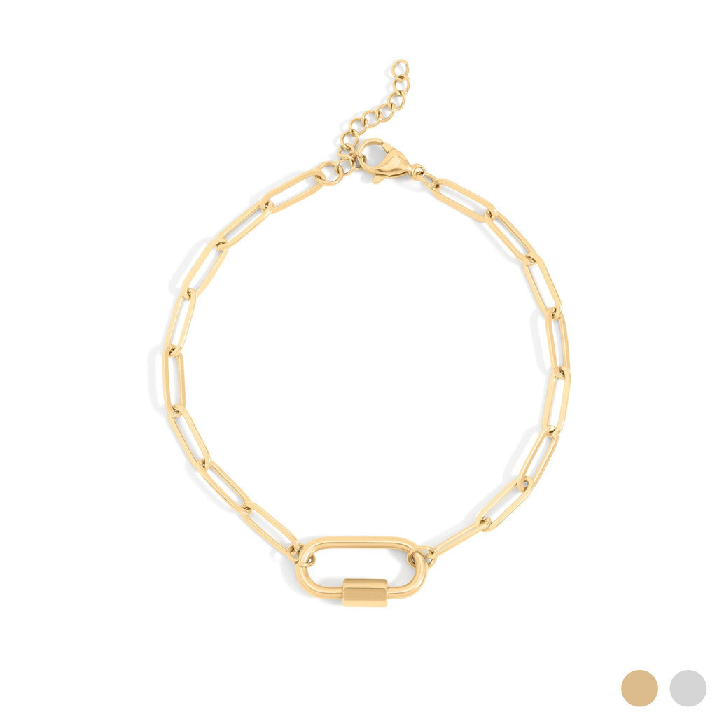 Gold Paperclip Carabiner Bracelet