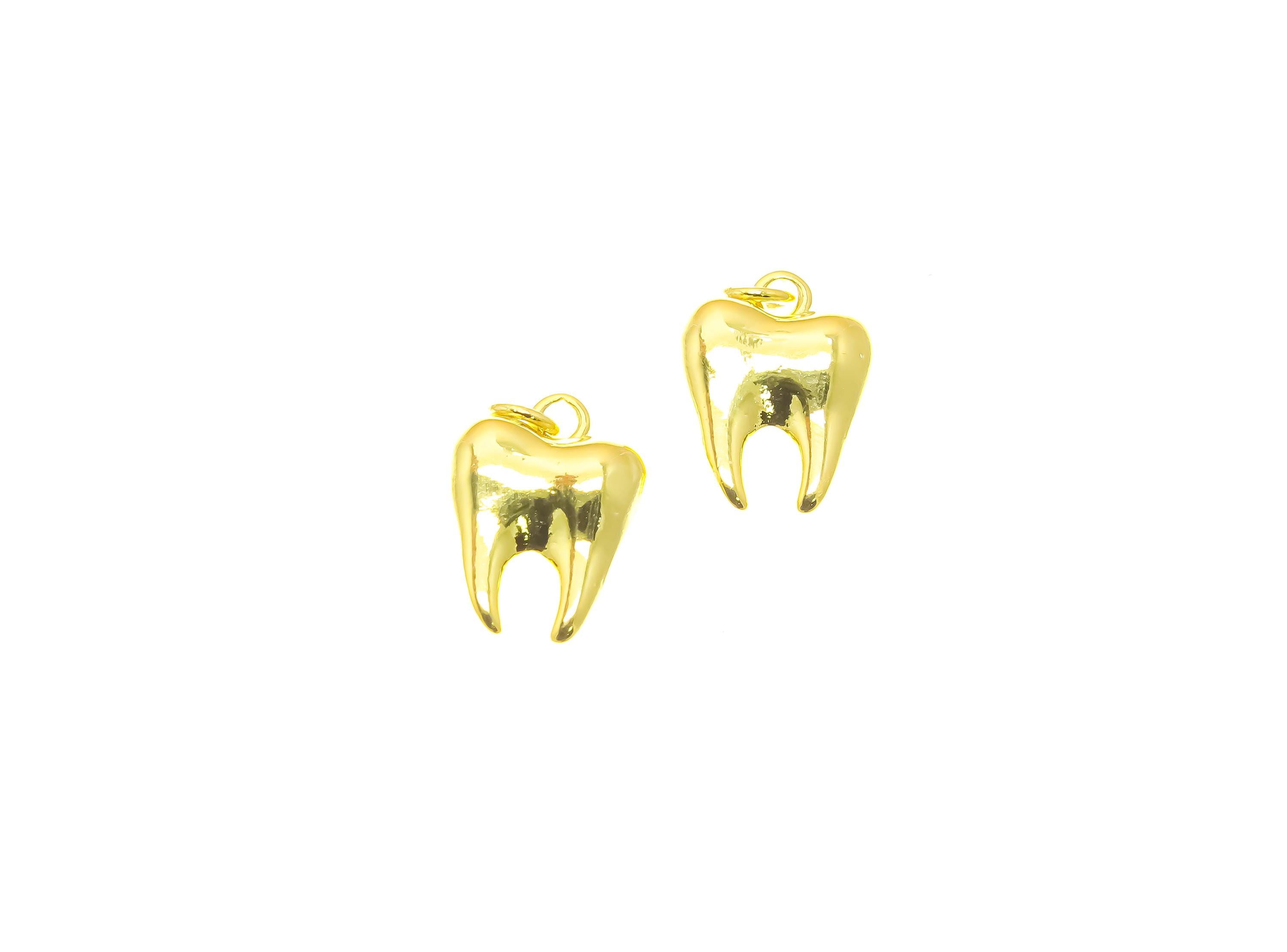 18k Gold Tooth Charm Pendant Minimalist Jewelry CPG2210: 5 pieces