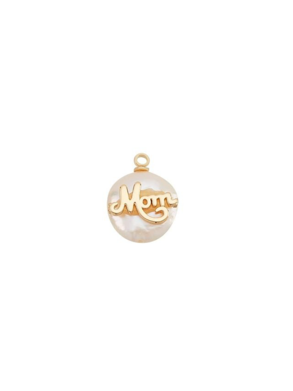 Gold Pearl Mom Charm: Heart with "Mom"