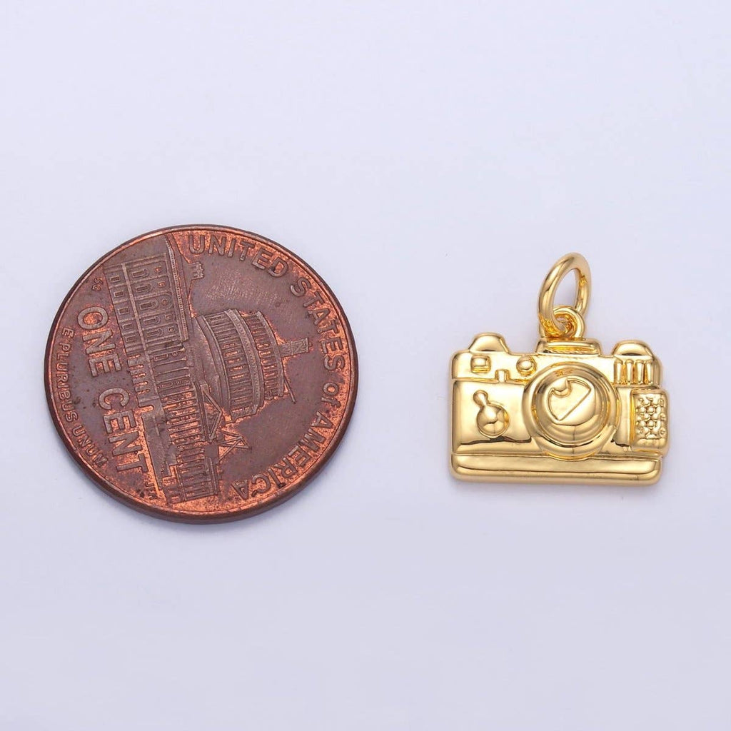 24K Gold Filled Vintage Photography Camera Charm in Gold & Silver | N013: GOLD