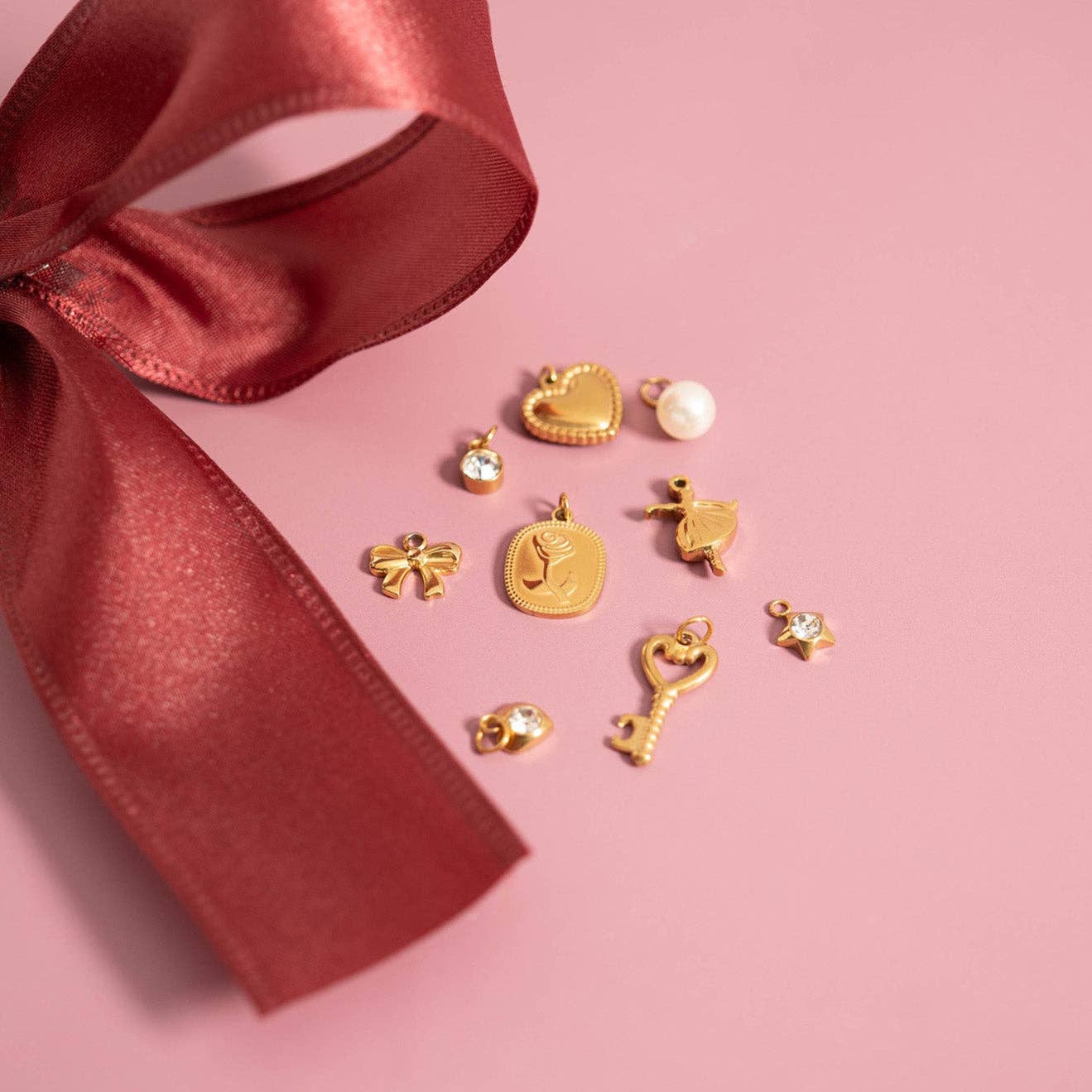 18K Gold PVD Ballerina Charm Bar Charm Set (9pc): Gold