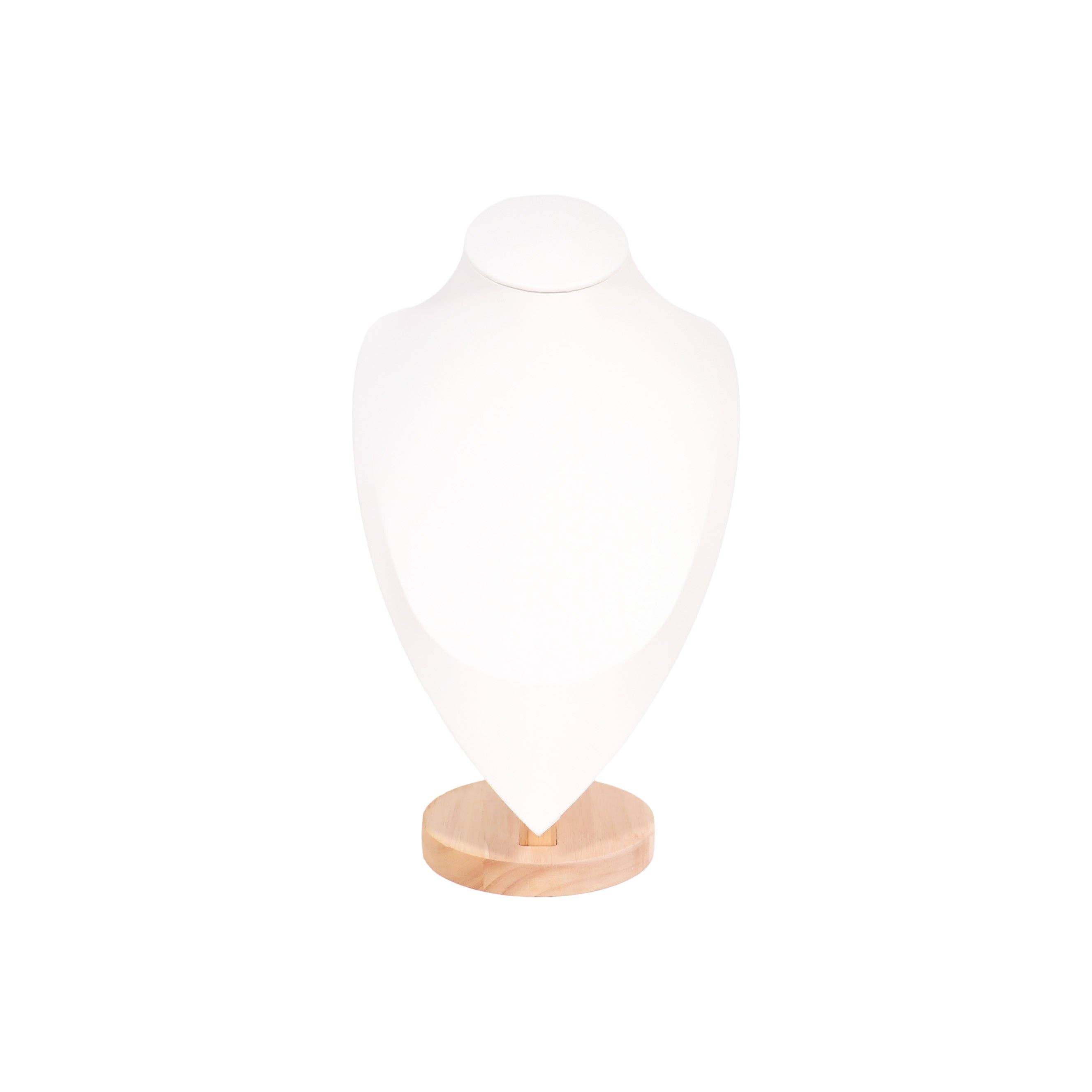 Natural Wood & Leather Necklace Display: White / Small
