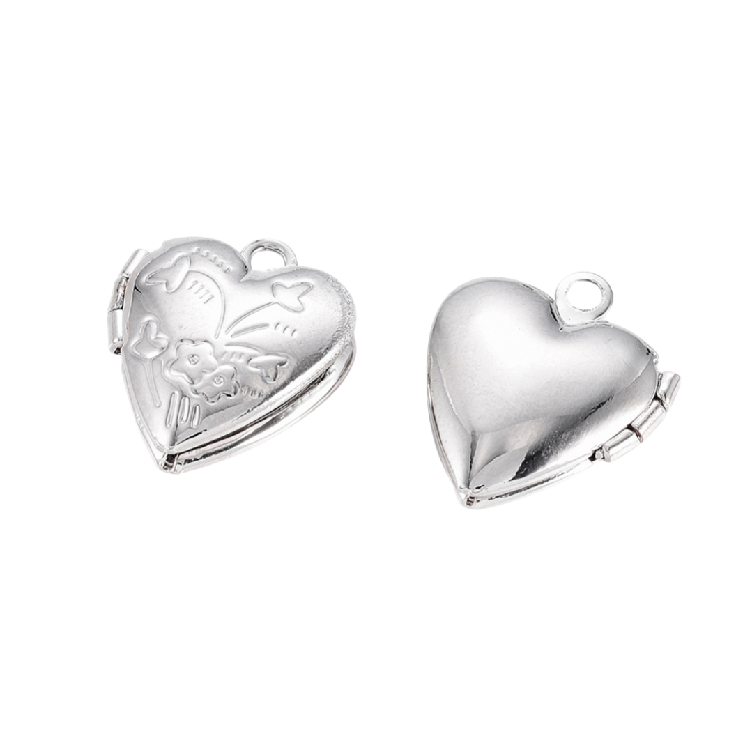 * Silver Vintage Heart Locket Charm