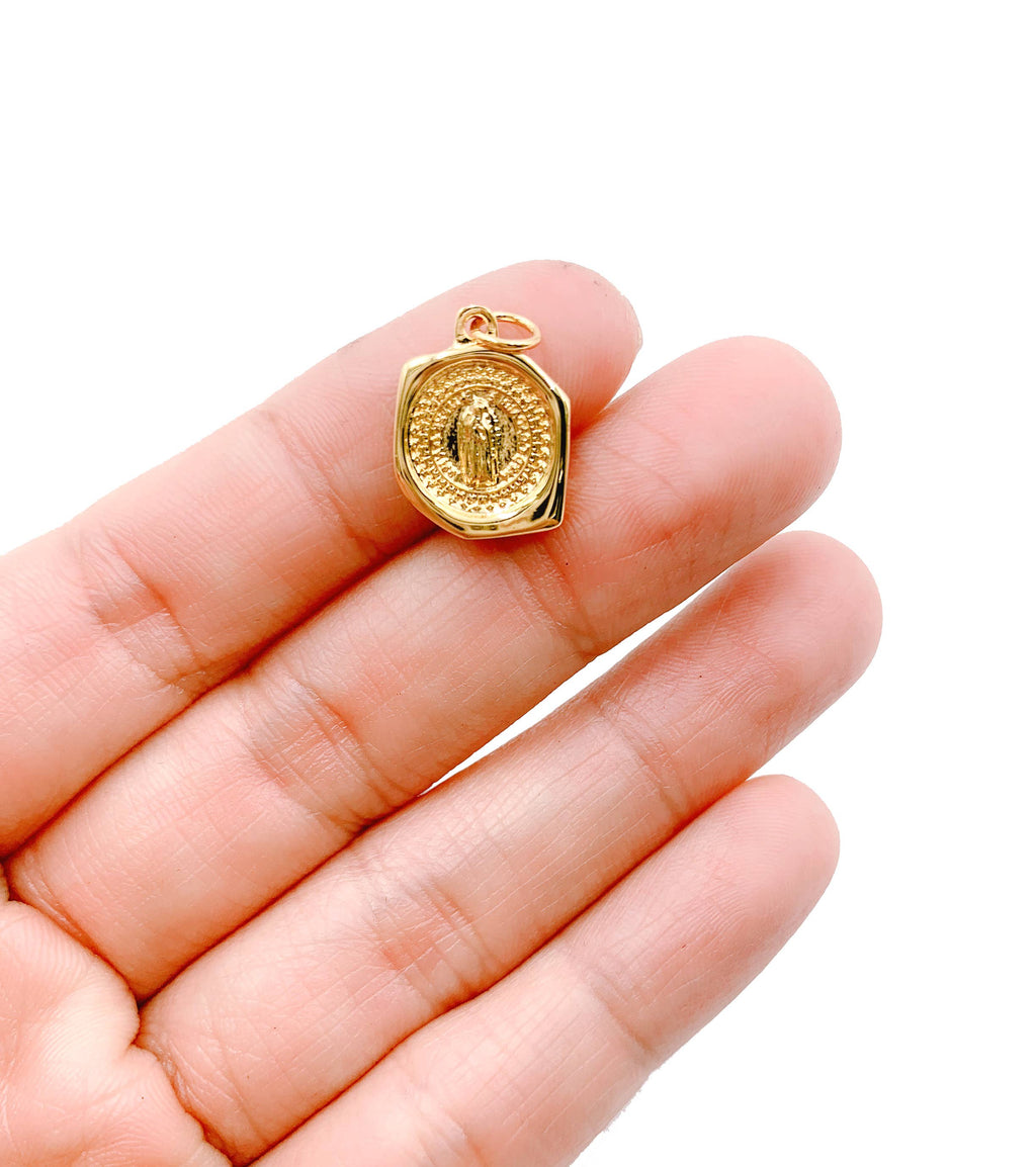 Gold Filled Virgin Mary Charm Pendant, Religious Gift CP1001