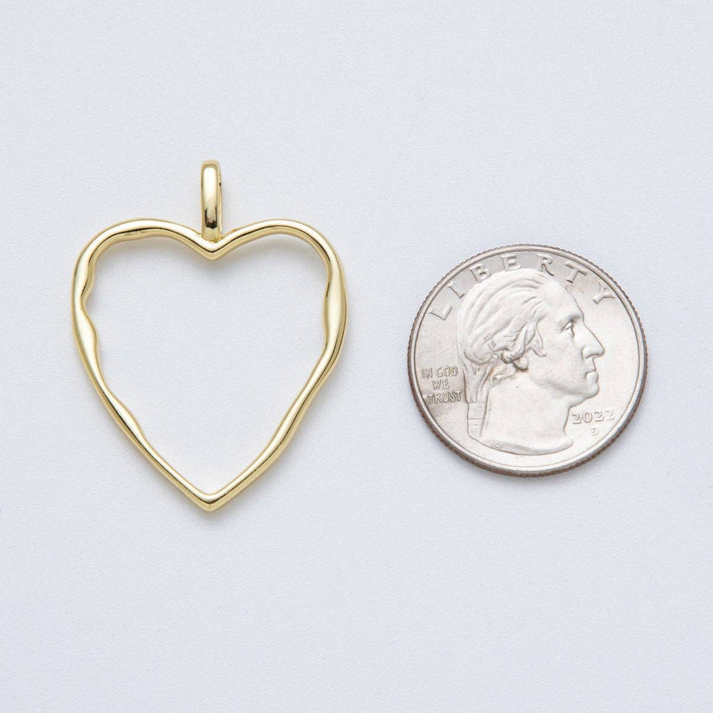 14K Gold Filled 36mm Minimalist Open Molten Heart Charm | Charms-00038