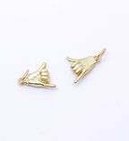 Matte Gold/Silver Shaka Hand Sign Charm, CPS105,CPG105: Gold / 6pcs